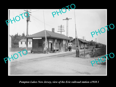 OLD HISTORIC PHOTO OF POMPTON LAKES NEW JERSEY, ERIE RAILROAD STATION c1910 2