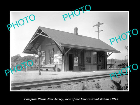 OLD HISTORIC PHOTO OF POMPTON PLAINS NEW JERSEY, ERIE RAILROAD STATION c1910 1