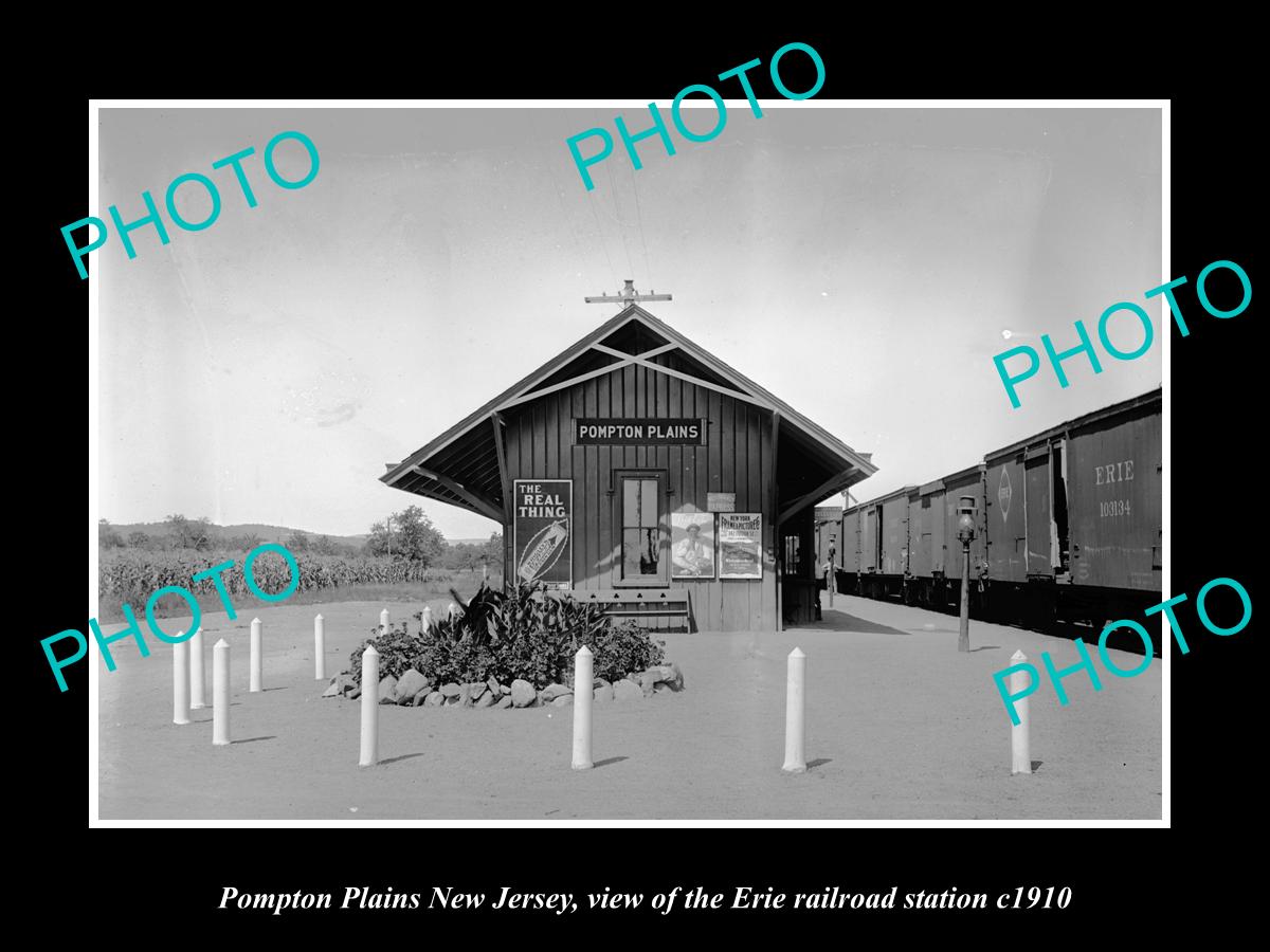 OLD HISTORIC PHOTO OF POMPTON PLAINS NEW JERSEY, ERIE RAILROAD STATION c1910 2