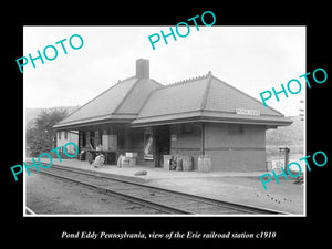 OLD LARGE HISTORIC PHOTO OF POND EDDY PENNSYLVANIA, ERIE RAILROAD STATION 1910 2