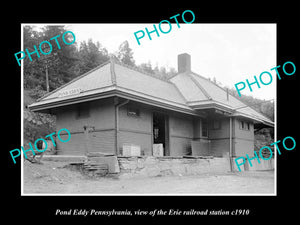 OLD LARGE HISTORIC PHOTO OF POND EDDY PENNSYLVANIA, ERIE RAILROAD STATION 1910 3