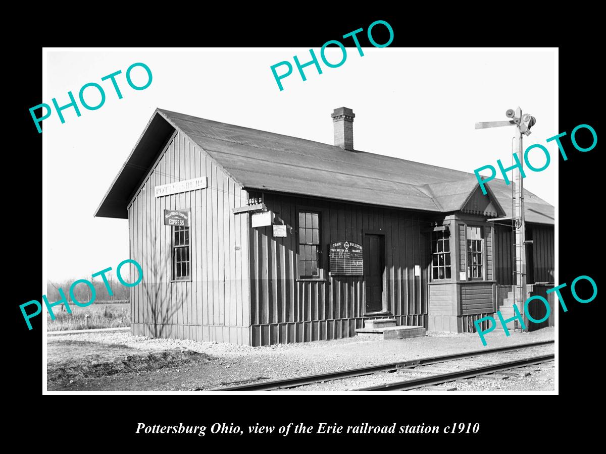 OLD LARGE HISTORIC PHOTO OF POTTERSBURG OHIO, ERIE RAILROAD STATION c1910 1