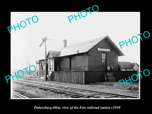 OLD LARGE HISTORIC PHOTO OF POTTERSBURG OHIO, ERIE RAILROAD STATION c1910 2