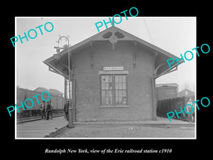 OLD LARGE HISTORIC PHOTO OF RANDOLPH NEW YORK, ERIE RAILROAD STATION c1910 1