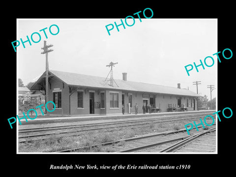 OLD LARGE HISTORIC PHOTO OF RANDOLPH NEW YORK, ERIE RAILROAD STATION c1910 2