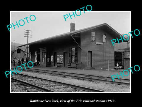 OLD LARGE HISTORIC PHOTO OF RATHBONE NEW YORK, ERIE RAILROAD STATION c1910 1