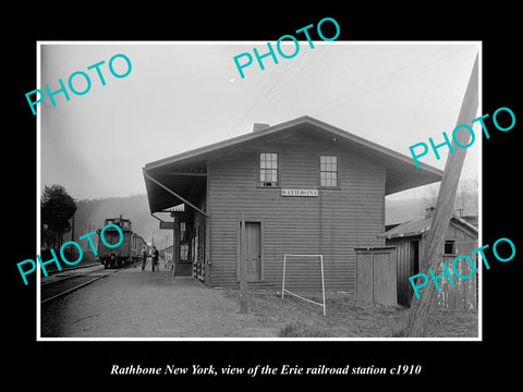 OLD LARGE HISTORIC PHOTO OF RATHBONE NEW YORK, ERIE RAILROAD STATION c1910 2