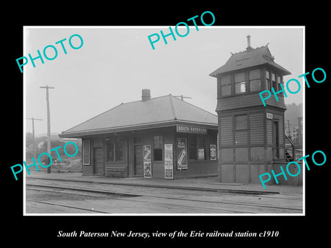 OLD HISTORIC PHOTO OF SOUTH PATERSON NEW JERSEY, ERIE RAILROAD STATION c1910 1