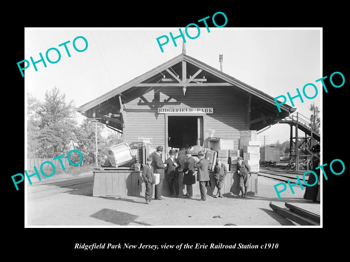 OLD HISTORIC PHOTO OF RIDGEFIELD PARK NEW JERSEY, ERIE RAILROAD STATION c1910