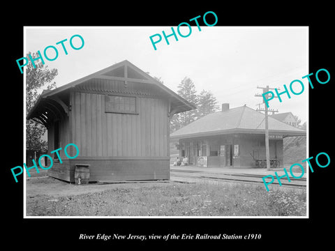 OLD LARGE HISTORIC PHOTO OF RIVER EDGE NEW JERSEY, ERIE RAILROAD STATION c1910 1