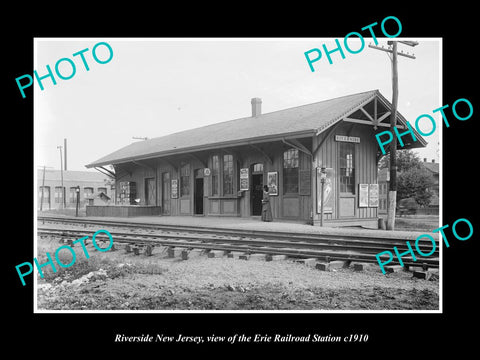 OLD LARGE HISTORIC PHOTO OF RIVERSIDE NEW JERSEY, ERIE RAILROAD STATION c1910 1