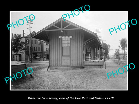 OLD LARGE HISTORIC PHOTO OF RIVERSIDE NEW JERSEY, ERIE RAILROAD STATION c1910 2