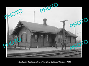 OLD LARGE HISTORIC PHOTO OF ROCHESTER INDIANA, ERIE RAILROAD STATION c1910 1