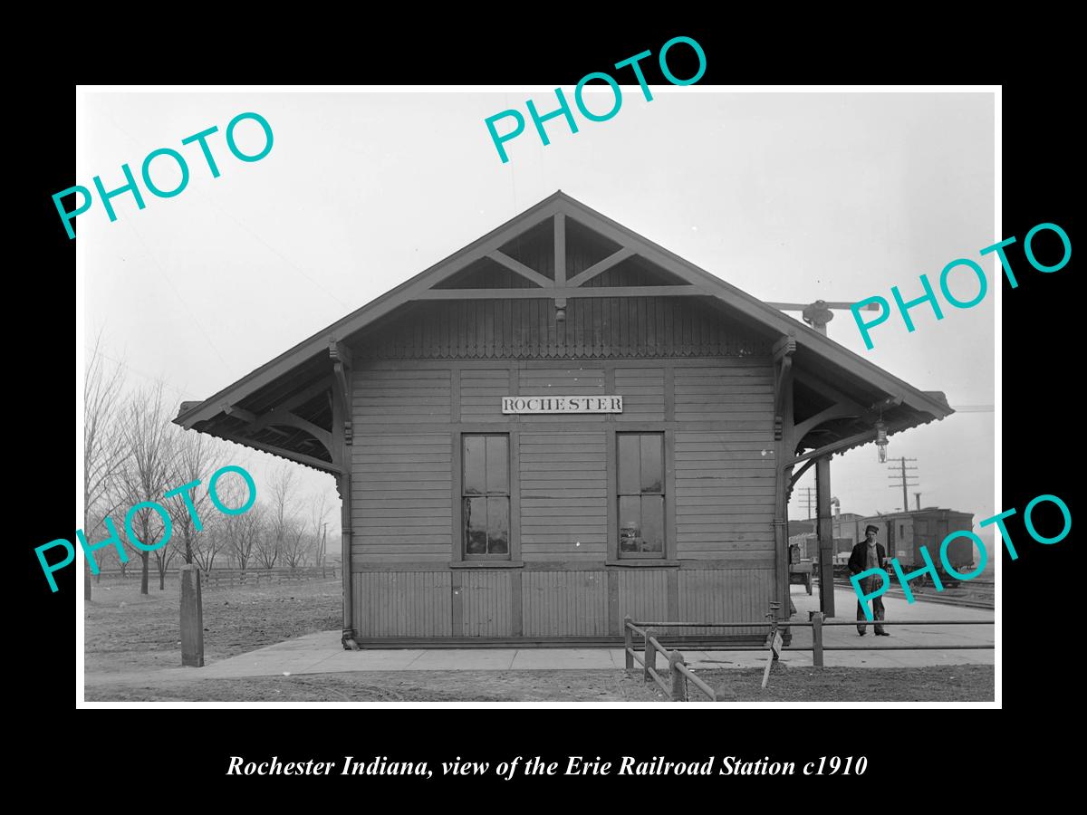 OLD LARGE HISTORIC PHOTO OF ROCHESTER INDIANA, ERIE RAILROAD STATION c1910 2