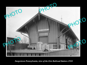 OLD HISTORIC PHOTO OF SAEGERTOWN PENNSYLVANIA, ERIE RAILROAD STATION c1910 1