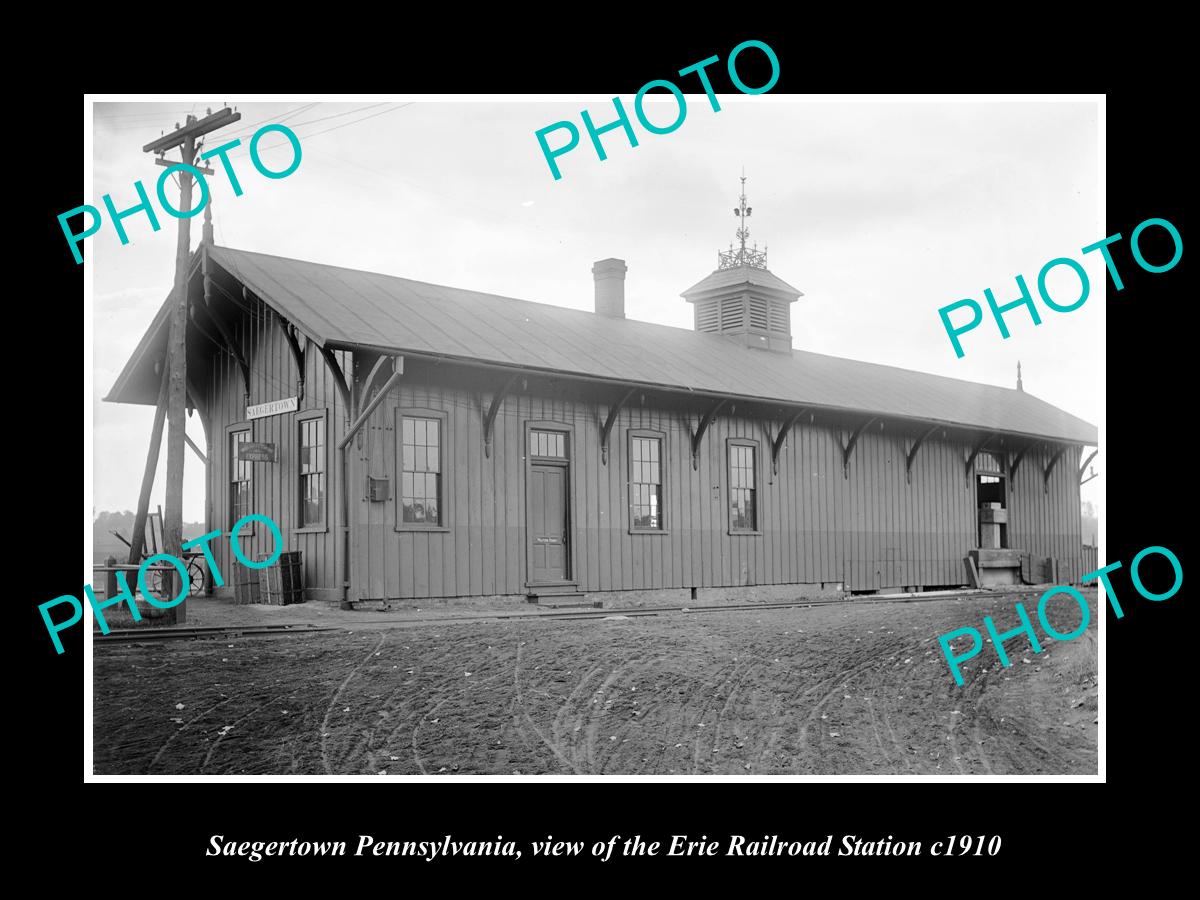 OLD HISTORIC PHOTO OF SAEGERTOWN PENNSYLVANIA, ERIE RAILROAD STATION c1910 2