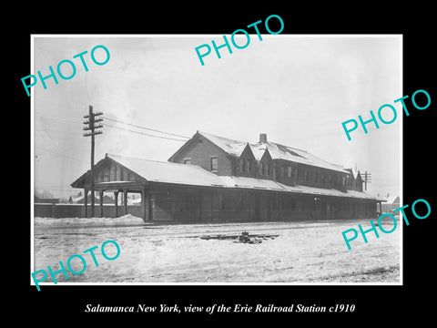 OLD LARGE HISTORIC PHOTO OF SALAMANCA NEW YORK, ERIE RAILROAD STATION c1910 1