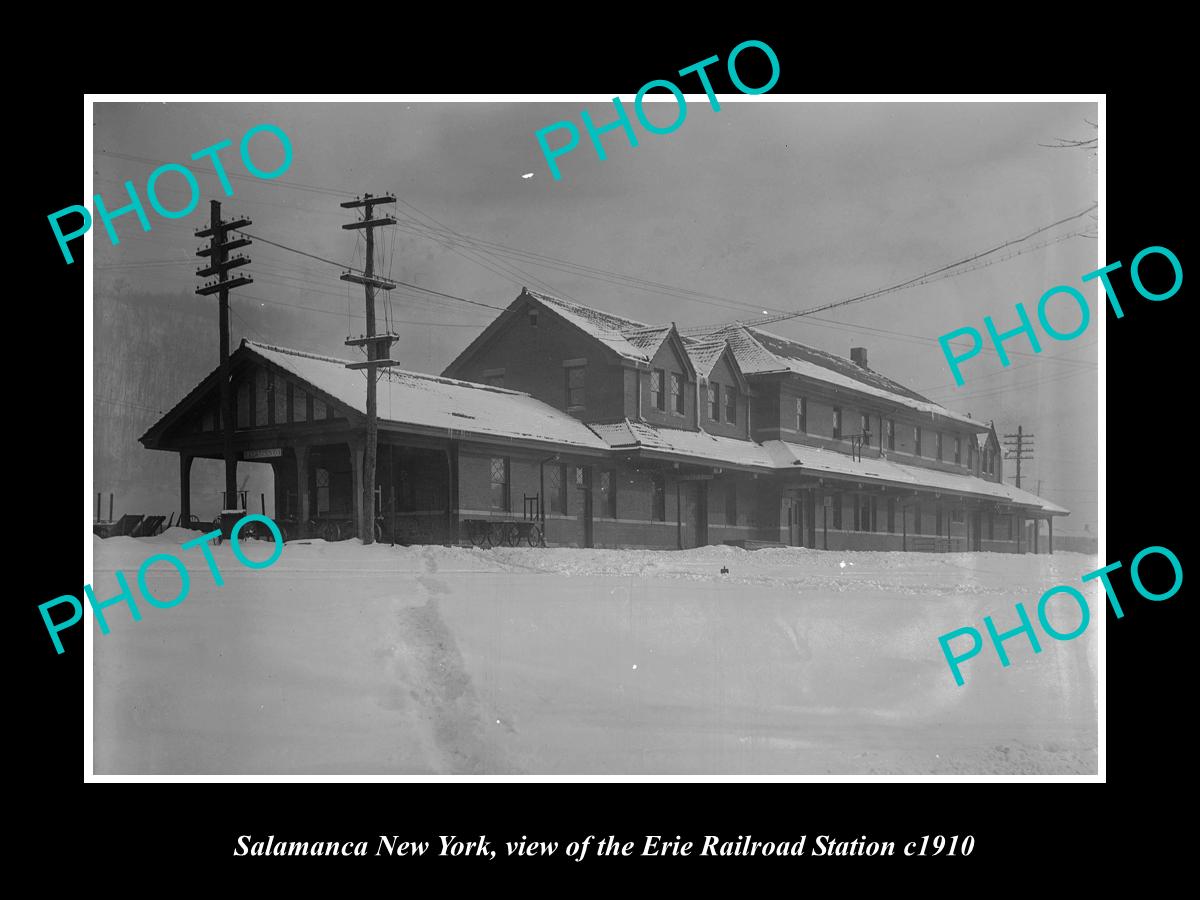 OLD LARGE HISTORIC PHOTO OF SALAMANCA NEW YORK, ERIE RAILROAD STATION c1910 2