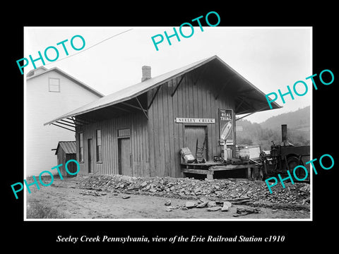 OLD HISTORIC PHOTO OF SEELEY CREEK PENNSYLVANIA, ERIE RAILROAD STATION c1910