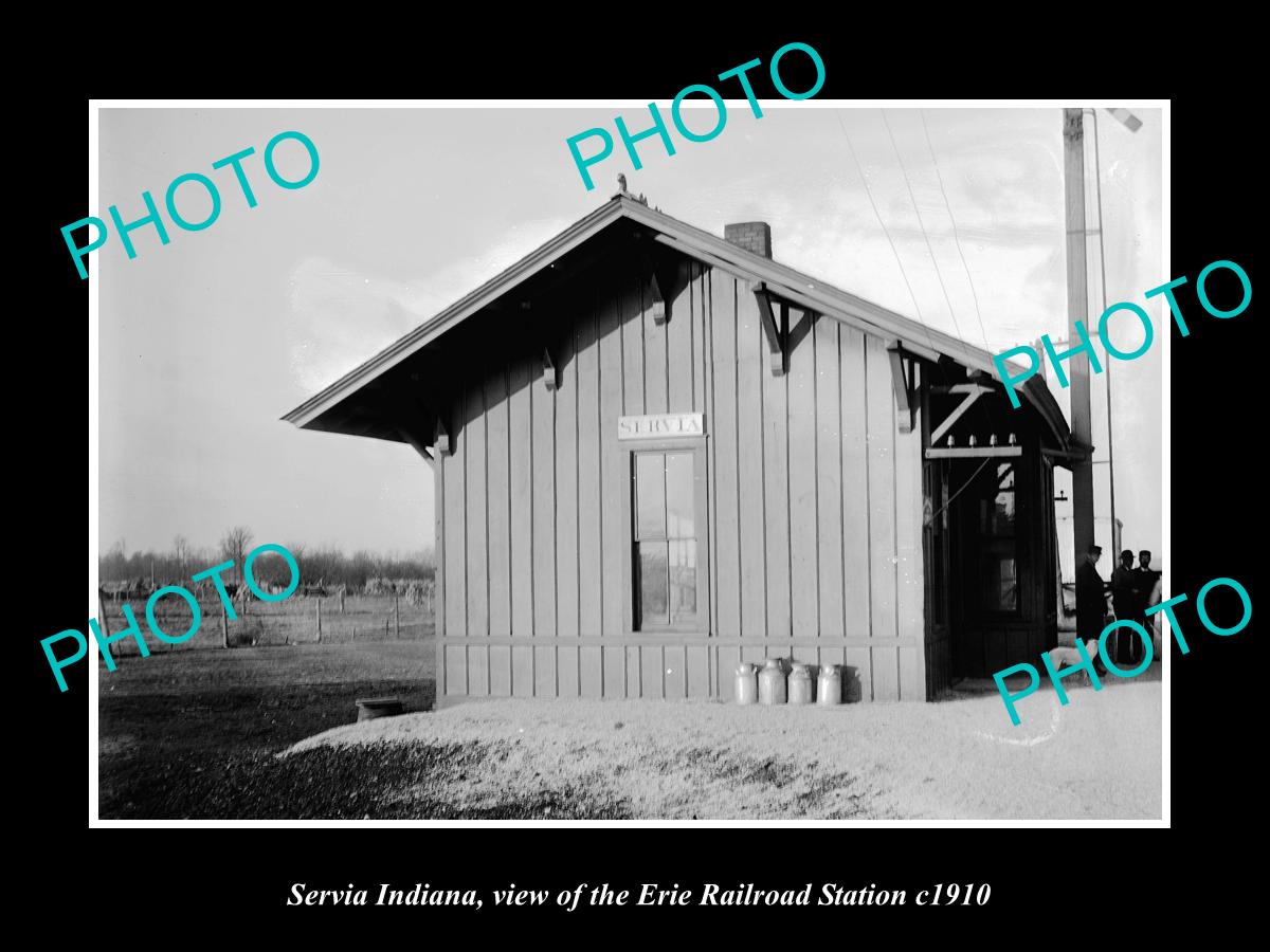 OLD LARGE HISTORIC PHOTO OF SERVIA INDIANA, THE ERIE RAILROAD STATION c1910 2