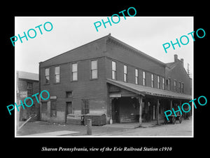 OLD LARGE HISTORIC PHOTO OF SHARON PENNSYLVANIA, ERIE RAILROAD STATION c1910 1