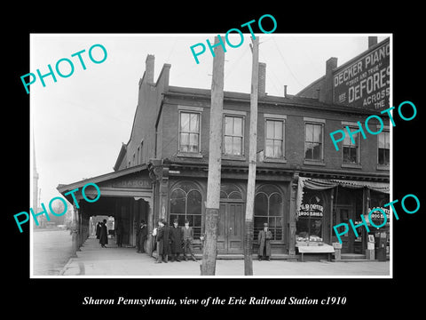 OLD LARGE HISTORIC PHOTO OF SHARON PENNSYLVANIA, ERIE RAILROAD STATION c1910 2