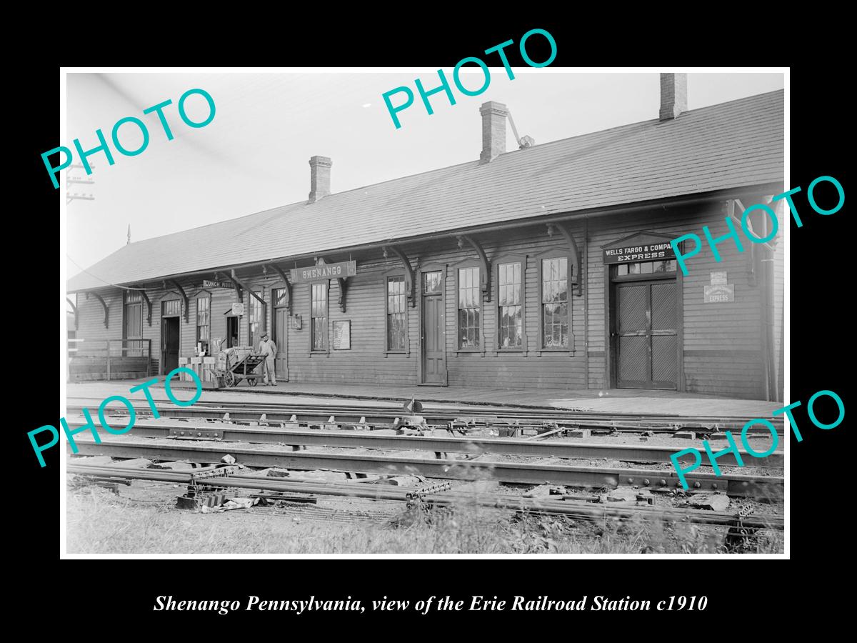 OLD LARGE HISTORIC PHOTO OF SHENANGO PENNSYLVANIA, ERIE RAILROAD STATION c1910 1