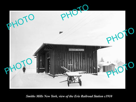 OLD LARGE HISTORIC PHOTO OF SMITHS MILL NEW YORK, ERIE RAILROAD STATION c1910 1