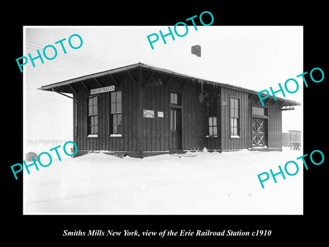 OLD LARGE HISTORIC PHOTO OF SMITHS MILL NEW YORK, ERIE RAILROAD STATION c1910 2