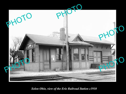 OLD LARGE HISTORIC PHOTO OF SOLON OHIO, THE ERIE RAILROAD STATION c1910 1