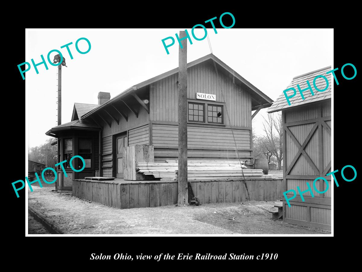 OLD LARGE HISTORIC PHOTO OF SOLON OHIO, THE ERIE RAILROAD STATION c1910 2