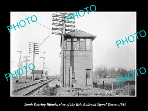 OLD LARGE HISTORIC PHOTO OF SOUTH DEERING ILLINOIS, ERIE RAILROAD TOWER c1910 3