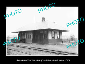 OLD LARGE HISTORIC PHOTO OF SOUTH LIMA NEW YORK, ERIE RAILROAD STATION c1910 1