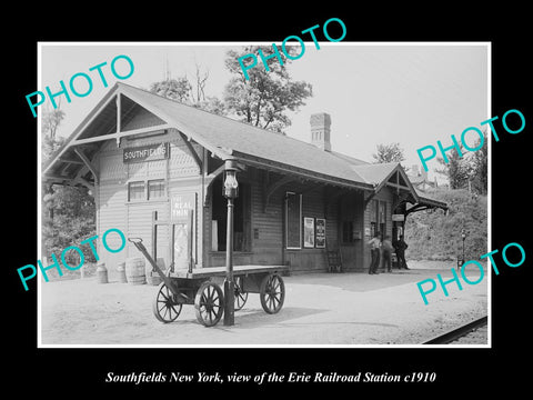 OLD LARGE HISTORIC PHOTO OF SOUTHFIELDS NEW YORK, ERIE RAILROAD STATION c1910 1