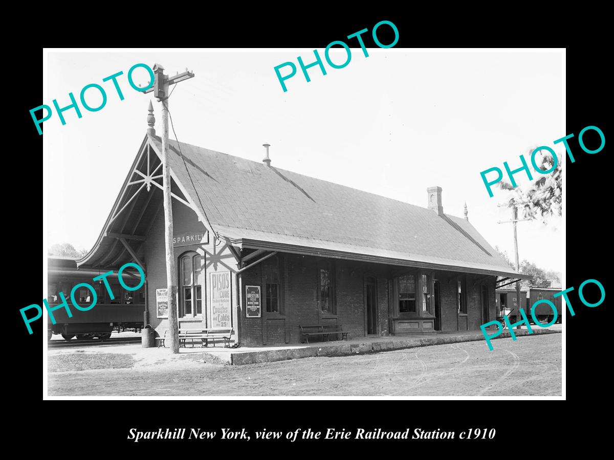 OLD LARGE HISTORIC PHOTO OF SPARKHILL NEW YORK, ERIE RAILROAD STATION c1910 2