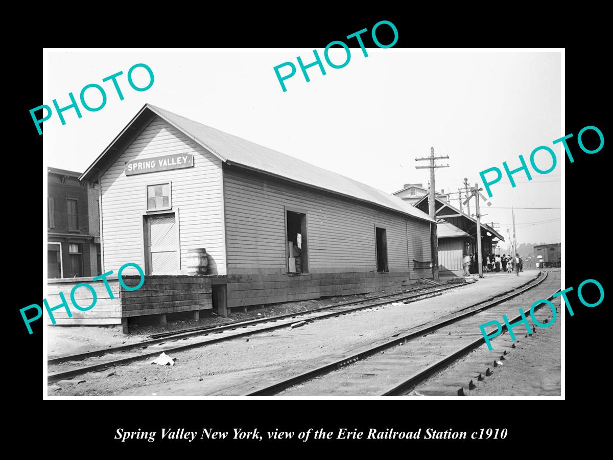 OLD LARGE HISTORIC PHOTO OF SPRING VALLEY NEW YORK, ERIE RAILROAD STATION 1910 1