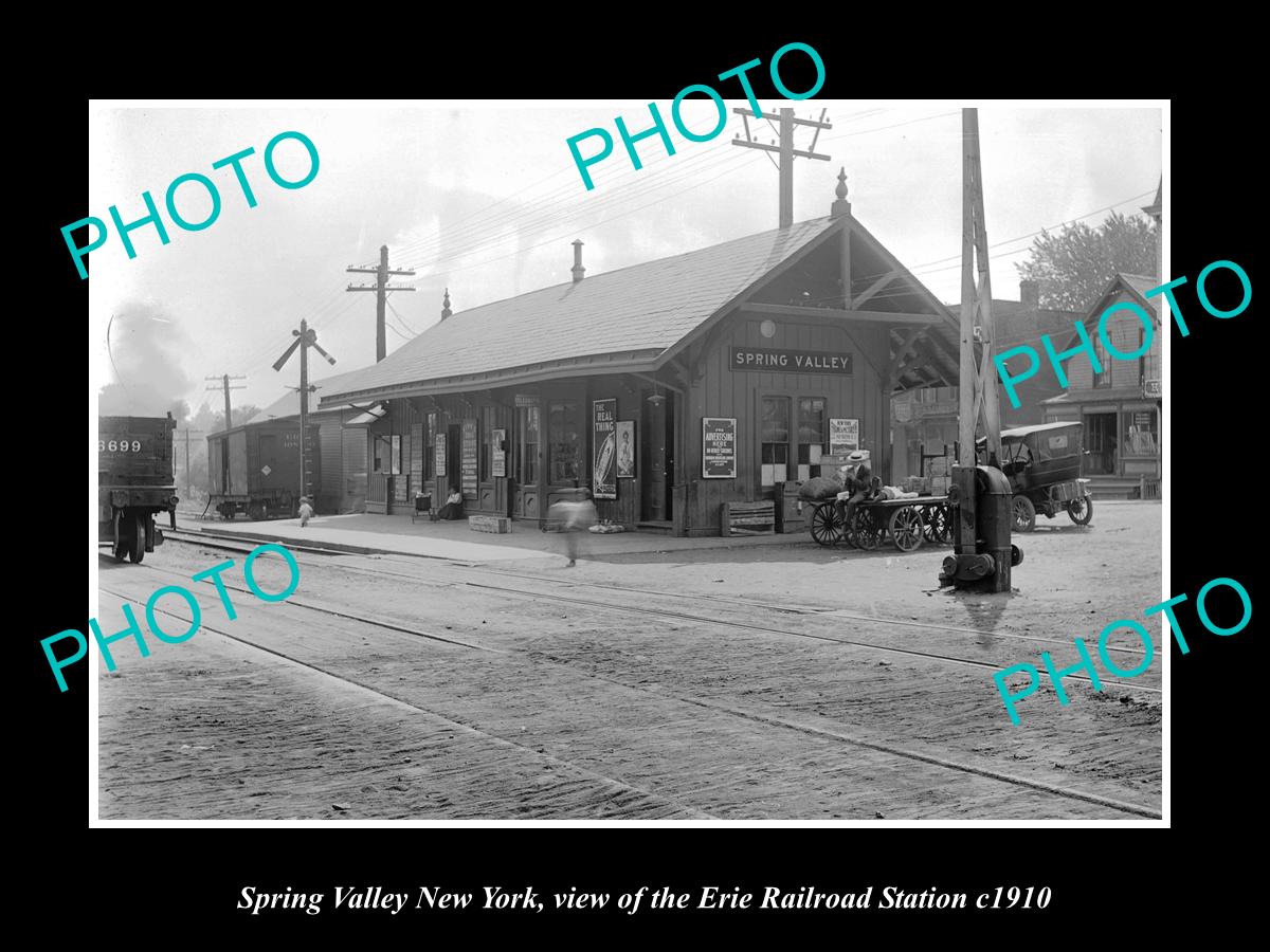 OLD LARGE HISTORIC PHOTO OF SPRING VALLEY NEW YORK, ERIE RAILROAD STATION 1910 2