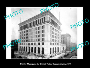 OLD LARGE HISTORIC PHOTO OF DETROIT MICHIGAN, THE POLICE HEADQUARTERS c1930