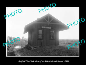 OLD LARGE HISTORIC PHOTO OF STAFFORD NEW YORK, ERIE RAILROAD STATION c1910