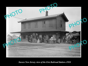 OLD LARGE HISTORIC PHOTO OF SUSSEX NEW JERSEY, ERIE RAILROAD STATION c1910 1