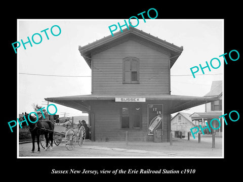 OLD LARGE HISTORIC PHOTO OF SUSSEX NEW JERSEY, ERIE RAILROAD STATION c1910 2