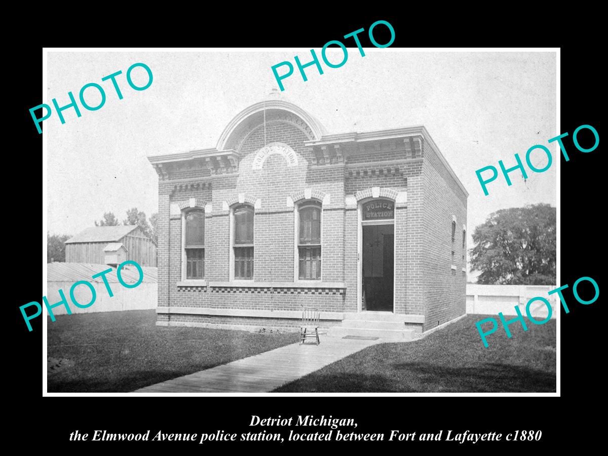 OLD LARGE HISTORIC PHOTO OF DETROIT MICHIGAN, THE ELWOOD AVE POLICE STATION 1880