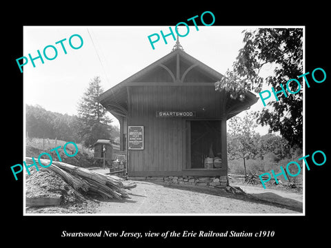 OLD LARGE HISTORIC PHOTO OF SWARTSWOOD NEW JERSEY, ERIE RAILROAD STATION c1910 2