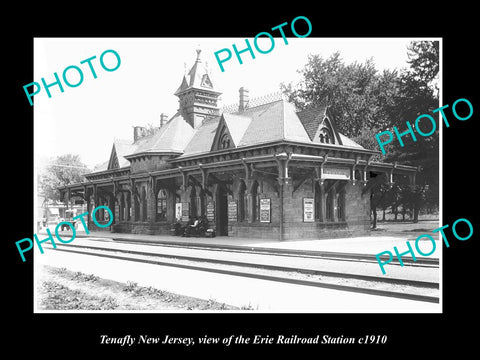 OLD LARGE HISTORIC PHOTO OF TENAFLY NEW JERSEY, ERIE RAILROAD STATION c1910 1