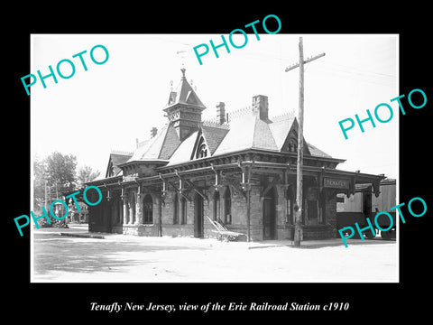 OLD LARGE HISTORIC PHOTO OF TENAFLY NEW JERSEY, ERIE RAILROAD STATION c1910 2