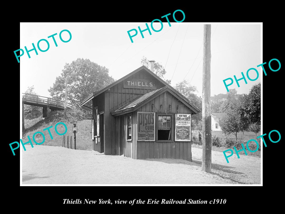 OLD LARGE HISTORIC PHOTO OF THIELLS NEW YORK, ERIE RAILROAD STATION c1910 1