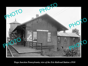 OLD HISTORIC PHOTO OF TIOGA JUNCTION PENNSYLVANIA, ERIE RAILROAD STATION c1910