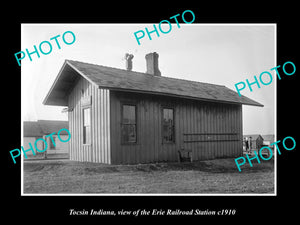 OLD LARGE HISTORIC PHOTO OF TOCSIN INDIANA, THE ERIE RAILROAD STATION c1910