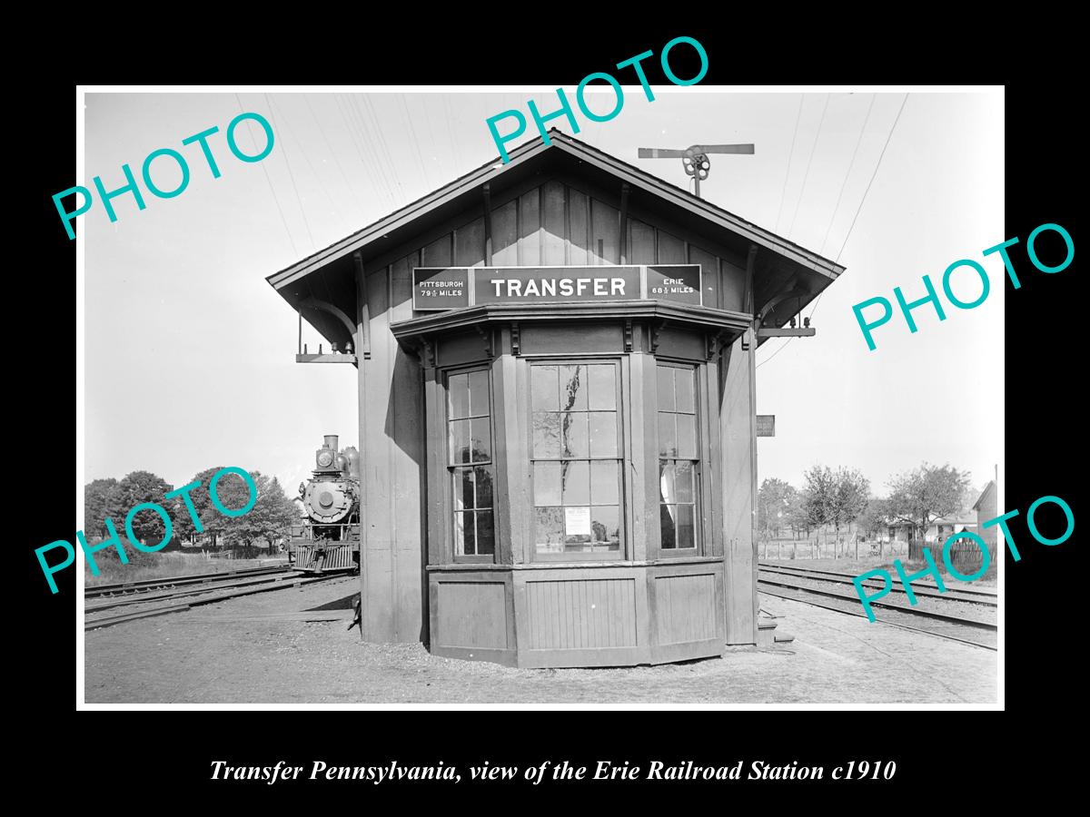 OLD LARGE HISTORIC PHOTO OF TRANSFER PENNSYLVANIA, ERIE RAILROAD STATION c1910 1