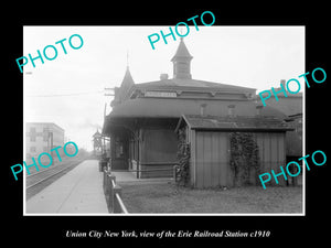 OLD LARGE HISTORIC PHOTO OF UNION CITY NEW YORK, ERIE RAILROAD STATION c1910 2